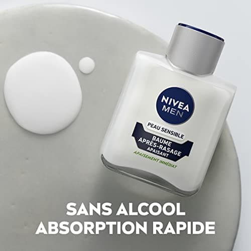 NIVEA MEN Peau Sensible Baume Après-Rasage (1 x 100 ml), Soin Après-Rasage enrichi en Camomille & Hamamélis, Soin visage pour homme 0% d’alcool pour peaux sensibles