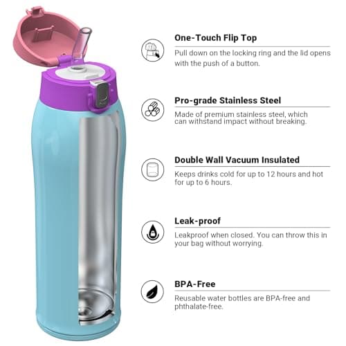 Super Sparrow Gourde Isotherme avec Paille - INOX Bouteille Isotherme - 750ml - Mug Isotherme Étanche - Gourde Enfant sans BPA, pour Sport, Voyages, L'école, Bureau