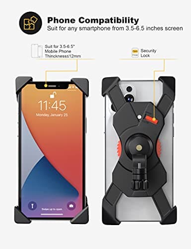 Grefay Support Téléphone Vélo Moto Porte Telephone Velo Universel Support Telephone Trotinette Electrique, Scooter, VTT avec 360° Rotation pour 3,5 à 6,5 Pouces GPS pour Smartphones Autres Appareils