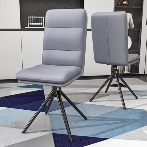 Chleby Lot de 2 chaises de Salle à Manger Confortable Chaise de Cuisine pivotante à 360 °, Chaise de Bureau, chaises en Cuir, Chaise rembourrée pour Salle à Manger, Cuisine, Salon, Bureau, Gris Bleu