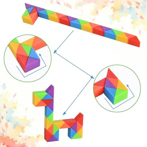 GOLDGE 15 pièces Serpent Magique, Mini Magic Snake Cube, Puzzle Cube Enfant Casse-Tête, Mini Twist Puzzle Twisty Toy pour Enfants et Adultes, Jouets Arc-en-Ciel, Idées Cadeau Anniversaire Enfants