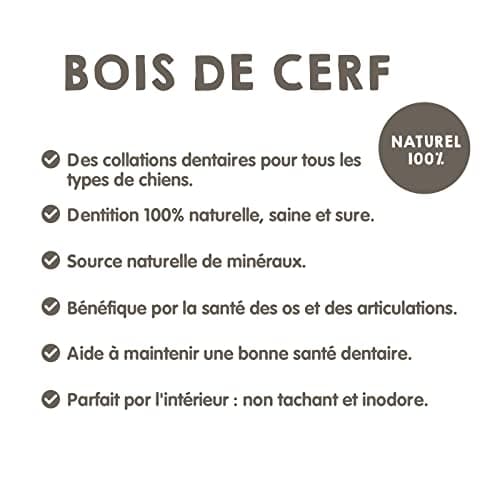 MAIKAI Lot de 2 Bois de Cerf Tranché pour Chien Taille XL - Os à Mâcher pour Chien a partir de 35 kg - Corne de Cerf Résistant - Favorise l'Higiéne Dentaire et l'Haleine - Jouet Naturel pour Chien