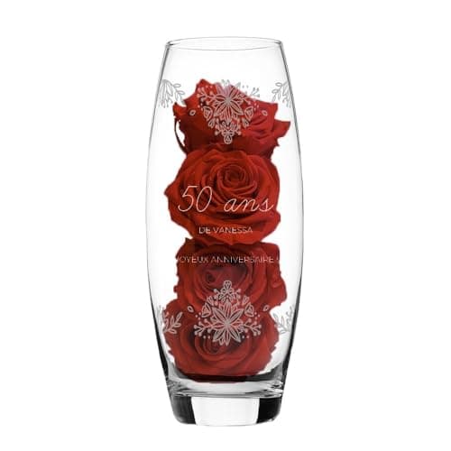 CADEAUX.COM - Vase Ovale Personnalisable pour Femme de 50 Ans - Vase Personnalisé - Message Personnalisable - Cadeau Anniversaire - Cadeau Femme
