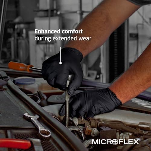 Ansell Microflex 93-732, Vielseitige Nitrilhandschuhe, Einweghandschuhe für präzise Handhabung, Arbeitshandschuhe für mechanische Aufgaben, Latexfrei, Puderfreie Einmalhandschuhe, 100 Stück, Gr. L