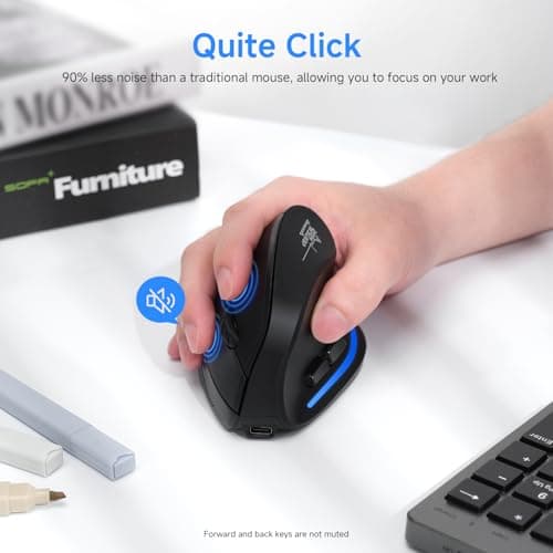ECHTPower 2024 Update Souris Ergonomique sans Fil, 2.4GHz Souris Verticale Rechargeable, Wireless Mouse Droitier Silencieuse, 4800 DPI Réglable Interface Type C pour PC Laptop Ordinateur Mac Windows