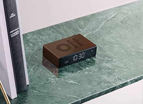 Lexon Flip Premium Réveil réversible et Rechargeable, à écran VA LCD, Faces on/Off, Snooze, Contrôle Tactile, en Aluminium - Bronze