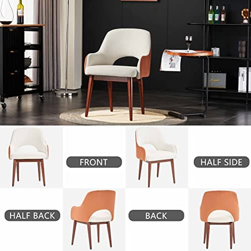 SEPNINE Chaises de Salle à Manger 2pcs,Fauteuils De Cuisine RembourréS du Milieu du SièCle avec Pieds en Bois Massif Et Velours Fauteuils RembourréS pour Salle à Manger, Salon, Chambre à Coucher