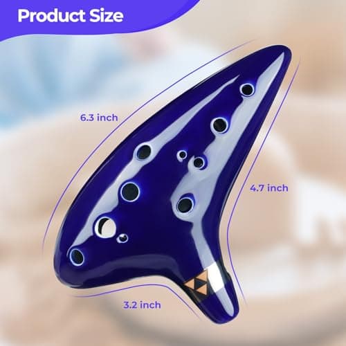 Ohuhu Ocarina, Legend of Zelda Ocarina 12 Trous Céramique Alto C Instrument de Musique, Zelda Ocarina avec Livre de Chansons (Chansons de la légende de Zelda) Cadeau pour les fans de Zelda Bleu