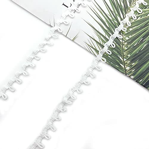 DHER Garniture de Boutonnière Ruban en Dentelle avec Bouton Cordon élastique à œillets de 18m boutonnières élastiques pour robes de mariée, boucles élastiques pour cols de femmes décorations (Blanc)