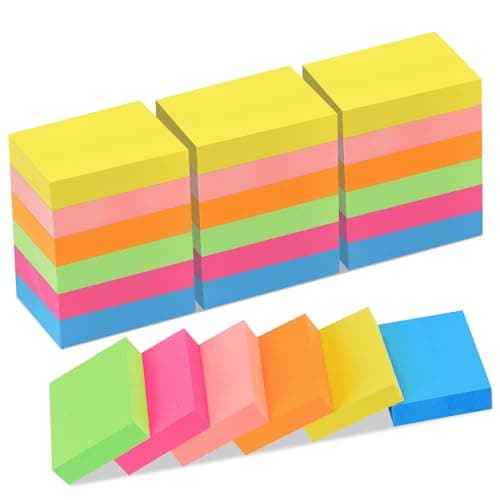 ZCZN Feuillets Autocollants 2400 Feuillets, 6 Couleurs Notes Autocollante de 51 * 38mm, 100 Feuillets par Blocs Feuillets Autocollants Convient aux Mémos, Messages, Rappele - 24 Blocs