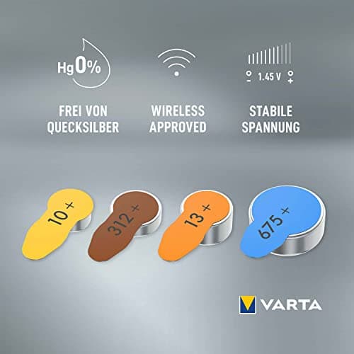 VARTA Piles auditives type 13, orange, lot de 60, Power on Demand batteries pour Amplificateur Appareil Auditif, pour Aide Auditive, Made in Germany [Exclusif sur Amazon]