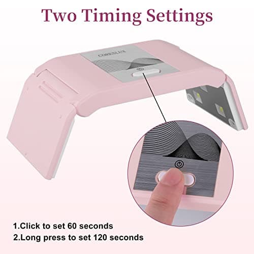 CORESLUX Mini Lampe UV Séchoir à Ongle Portable, 36 W Sèche-ongles Pliable avec Minuteur 60s/120s, Lampe UV Ongles Gel Shellac, Néon, Lampe UV Ongles Pour Tous les Gels (Rose)
