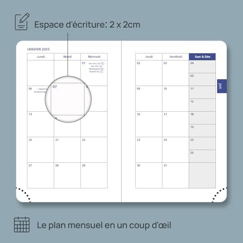POPRUN Mini Agenda 2025 de Poche Semainier A7 12 x 8 cm Version Française, Couverture Souple en PU Cuir - Super Petit Weekly Planner, D'Jan 2025 à Déc 2025, Papier 70 g/m2, Rose Doux-SPK