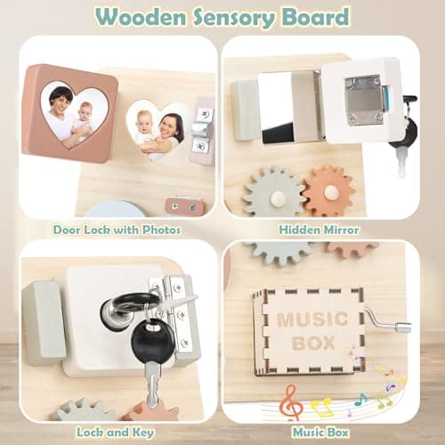Joyreal Busy Board Montessori - Planche Activité Montessori 1 2 3 Ans Tableau Activité Sensoriel Parcours Motricité Bébé Jeux Educatif Jouet Enfant pour Garcon Fille