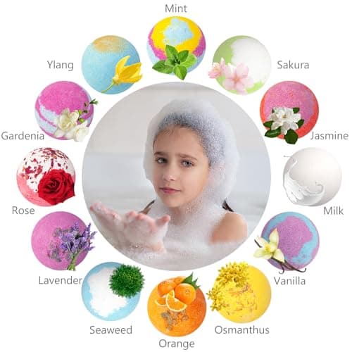 12pcs Bombes de Bain pour Enfants avec Jouet Surprise à l'intérieur, Bombes de Bain Moussantes Organiques Naturelles pour Filles et Garçons, Saint Valentin, Fête des Mères, Cadeau D'anniversaire