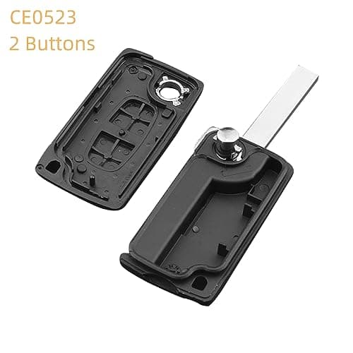 BouGPeng 2 Boutons Coque de Clé de Voiture Compatible avec Peugeot CE0523 207 307 308 407 607 608 Partner Citroen C2 C3 C4 C5 C6 Boîtier Clé Télécommande Clef de Voiture de Remplacement