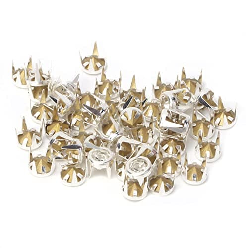 Tête de Clou en Strass, 50pcs 6MM Bricolage Argent Griffe Ronde Une Qualité Cristal Strass Perles Clous tête Punk Diamant Pointes Rivets Goujons DIY Mode Nailhead pour Artisanat Décoration