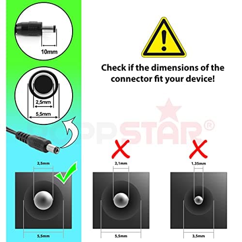 Poppstar - Bloc d‘Alimentation AC DC, Adaptateur Secteur 12V 3A (fiche pour l'UE, 3000mA, 5,5/2,5 mm), pour boîtier de Disque Dur Externe, Station d'accueil etc. 150cm
