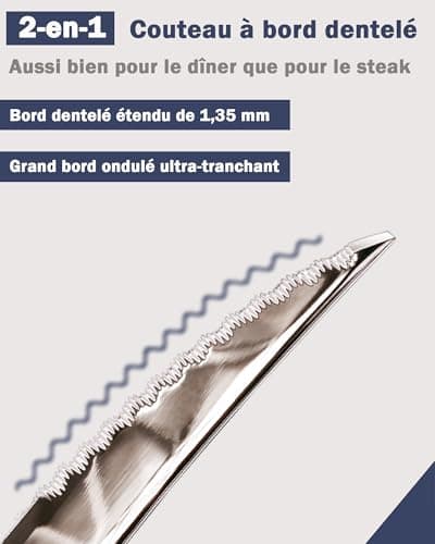 SHEUMNT couverts de table 24 pieces martelées Moderne noirs avec couteau dentelé 2 en 1 ultra tranchant, menagere inox 6 personnes, couvert plaqu titane noires couteaux, fourchettes, cuillères