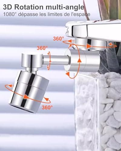 Embout Robinet Cuisine, 1080° Rallonge Robinet Cuisine, Extension Robinet Cuisine, Pour Aérateurs Pour Robinets Cuisine Et Robinets De Salle De Bain