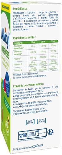 Alvityl - Sirop Défenses Immunitaires - Echinacées, Propolis, Vitamines C & D - Dès 3 ans - 240 ml