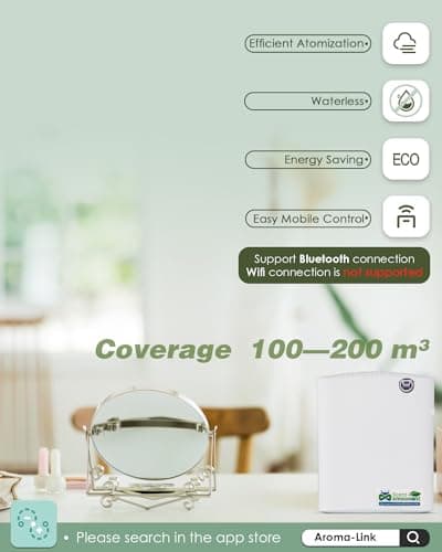 Mxmoonant Electrique Diffuseur d'Huiles Essentielles sans Eau, Mural, Couvrant 60-100m2, 300ml Bouteille d'huile, Contrôle d'Application&Timer, pour Grande Piece, Bureau, Magasin, Hotel