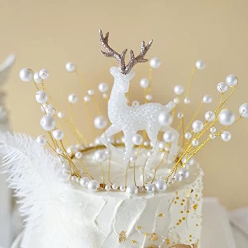 Décoration de gâteau de renne Doyomtoy - Décoration de gâteau - Décoration de gâteau en cristal - Couronne - Ailes d'ange - Décoration pour Noël - Décoration de fête
