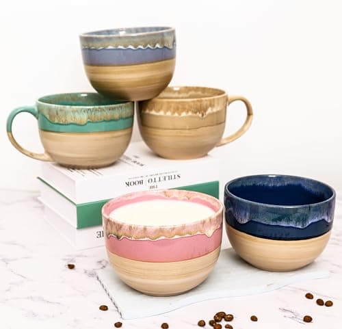 hengshukeji Grandes tasses à café en céramique de 700 ml, bols à soupe avec poignées, tasse à thé extra grande pour bureau et maison