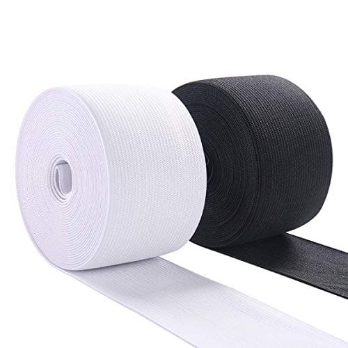 MYUREN 50mm Bandes Elastique Plates Ceinture Bande Ruban élastiques Couture Vetement, Artisanat, Pantalon, Perruque -9m (4.5m Noir, 4.5m Blanc)