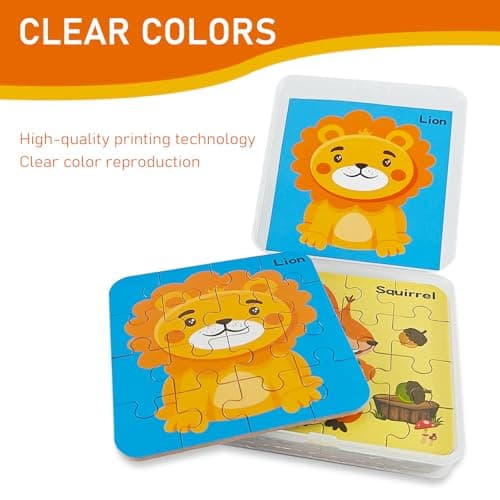 Tangdudu 4 pièces Puzzle Enfant 2 3 4 5 Ans, Jouet Enfant 2 3 4 5 Ans, Puzzles en Bois, Montessori Puzzles Jeux Educatif Animaux Puzzle Jouet pour Garçons Filles 2-5 Ans
