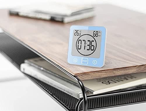 VORRINC LCD Numérique Horloge De Douche, Horloge de Salle de Bain, Imperméable Douche Horloge, Minuterie Température D'humidité Mur Douche Horloge (Bleu)