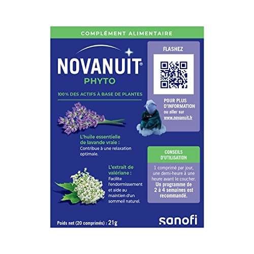 NOVANUIT PHYTO – Complément alimentaire – Sommeil –20 comprimés – Extrait de valériane - Endormissement – Huile essentielle de lavande vraie - Relaxation optimale