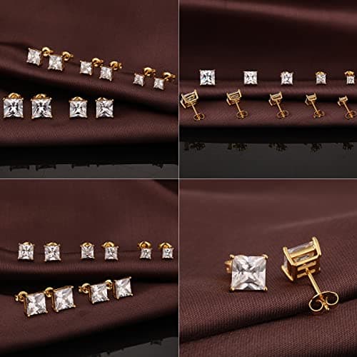 Boucles d'oreilles Argent 925 pour Femme Or Plaquée Or 18 Carats Petites Clou d'Oreilles Mini Boucles d'Oreilles pour Plusieurs Piercings Oreille Cartilage 7mm