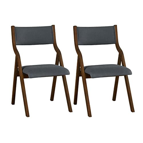 Ball & Cast Chaises Pliantes Tapissées Lot de 2, Chaise de Salle à Manger Pliable Confortable, Chaise de Réunion en Bois pour Cuisine Bureau, Facile à Transporter et à Ranger, Gris Foncé