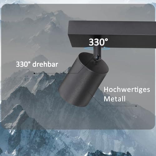ZMH Plafonnier LED Spot de Plafond Noir : Plafonnier GU10 Spots 6 Ampoules, Spots de Plafond Orientables à 330°, Lampe de Couloir Moderne, Spot Mural Industriel pour Salon, Chambre, sans Ampoule