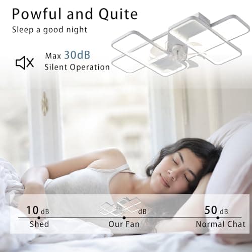 LED Plafonnier Ventilateur De Plafond APP Dimmable Réversible Grande Plafonnier Avec Ventilateur Et Télécommande Silencieux 6 Vitesses Lampe Ventilateur Intelligent Moderne 35inch Pour Chambre-White