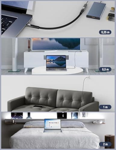 CAKOBLE rallonge thunderbolt 4,[40Gbps 240W] Câble d'extension usb c male femelle, 8K@60Hz Cable rallonge usb c 40gbps Compatible Hub,Dock,Switch,SSD,eGPU,Laptops, Display,Monitor,VR,iPhone 16 50cm