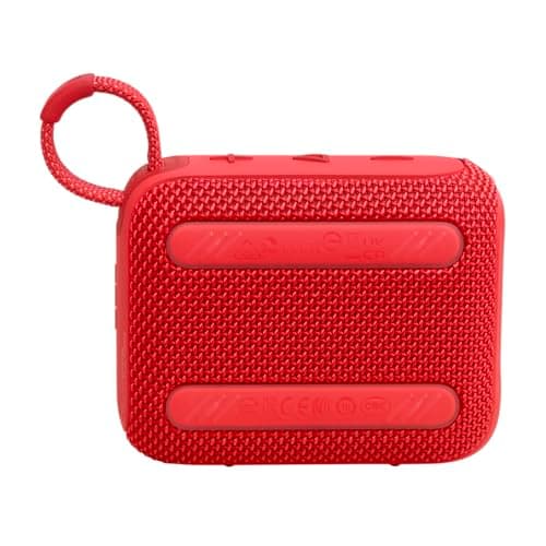 JBL GO 4, Enceinte Bluetooth ultra-portable, son JBL Pro, basses percutantes, 7 heures d'autonomie, fonction Playtime Boost, résistante à l'eau et à la poussière IP67, en rouge
