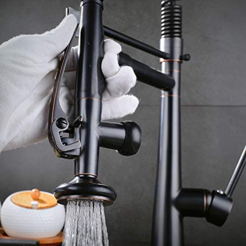 Noir Robinet Cuisine avec Douchette Extractible 2 Fonctions Bec pivotant à 360° Robinetterie à ressort En Laiton Mitigeur évier