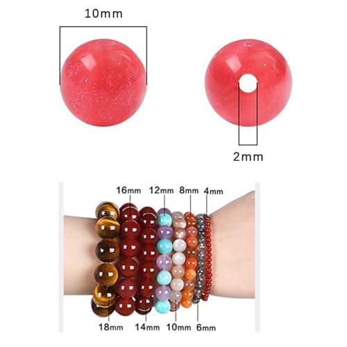 ftiemlovde 50 Rondes Perles pour Bracelet,Oeil Collier Perle Pierre Naturelle pour Bijoux (Bleu Scintillant 10mm)