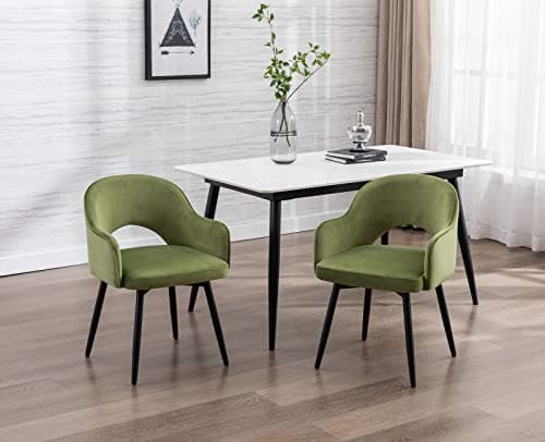 chairus Lot de 2 Chaises de Salle à Manger en Velours Moderne Fauteuil Rembourrée Chaise Pivotante à 360° pour Bureau Salon (Vert-2 (Velours))