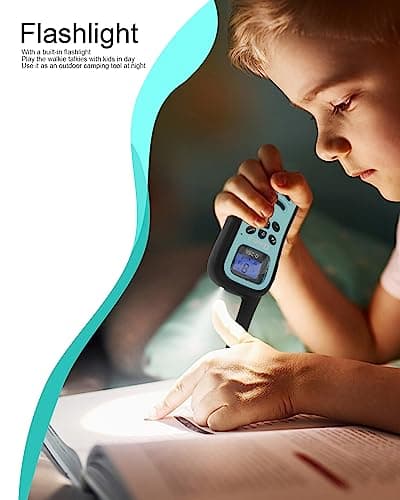 QNIGLO Talkie Walkie Enfants, 3 PCS Talkie Walkies Rechargeable Jouets Garçon Filles 3-12 Ans, Radio à 2 Voies avec 8 Canaux & Lampe de Poche, Cadeaux pour Aventures Extérieures, Camping, Randonnée
