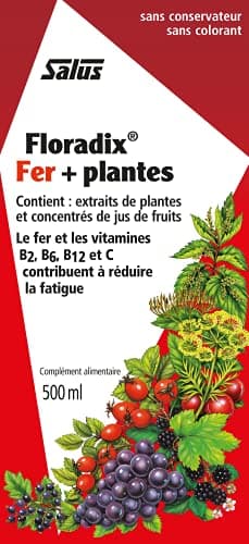 Salus Floradix Fer + Plantes - Formule Liquide Riche en Fer - Enrichi en Vitamine C pour une Meilleure Absorption - 500 ml