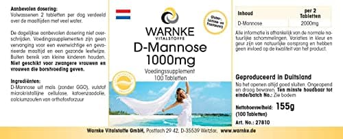 D-Mannose 1000mg - dosage élevé - végétalien - 100 comprimés | Warnke Vitalstoffe - Qualité des pharmacies allemandes