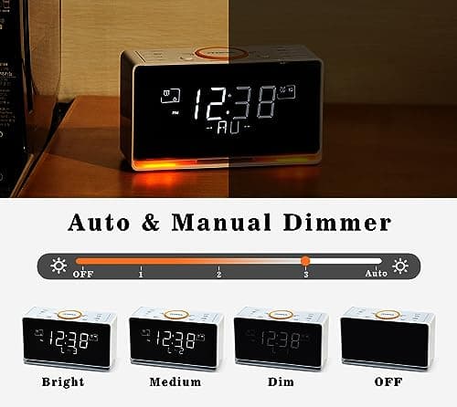 iTOMA Réveil Radio Dab et FM avec 40 presets, Bluetooth, Double Alarme, minuterie de Sommeil, contrôle de Gradation, Chargeur USB et Prise Casque 728