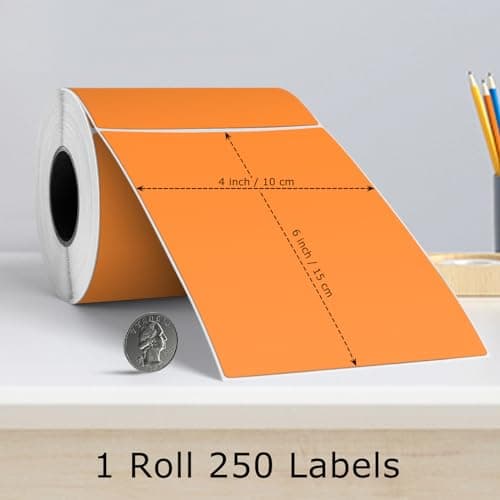 YIKIADA Lot de 250 étiquettes thermiques rectangulaires en vinyle imperméable pour code QR et adresse de bureau Orange 15,2 x 10,2 cm