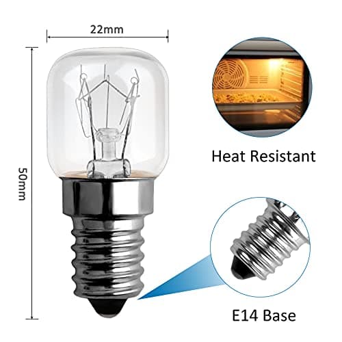 SCNNC Ampoule Four 300 Degres E14 Dimmable, AC220V-240V, Ampoule four E14 T22, 120LM Blanc Chaud 2300K, E14 Petit Culot à Vis Pygmy Lamps pour Micro-ondes, Four, Lampe à sel, 3 Unité