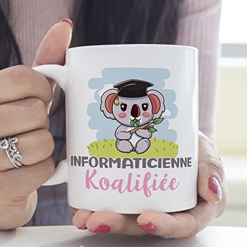 Mugffins Tasses pour INFORMATICIENNE - En Français - Cadeau original femme - Koalifié/Koalifiée - 11 oz / 330 ml