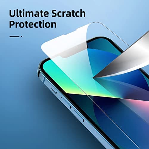 NEW'C Lot de 4, 2 x Verre Trempé pour iPhone 13 (6,1), et 2 x Protection Caméra Arrière - sans Bulles d'air -Ultra Résistant - Dureté 9H Glass