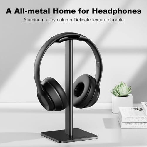 New Bee Support Universel pour écouteurs Over Sennheiser, Sony, Audio-Technica, Bose, Shure, AKG, Casque de Jeu et Affichage, Aluminium + TPU + ABS, Noir